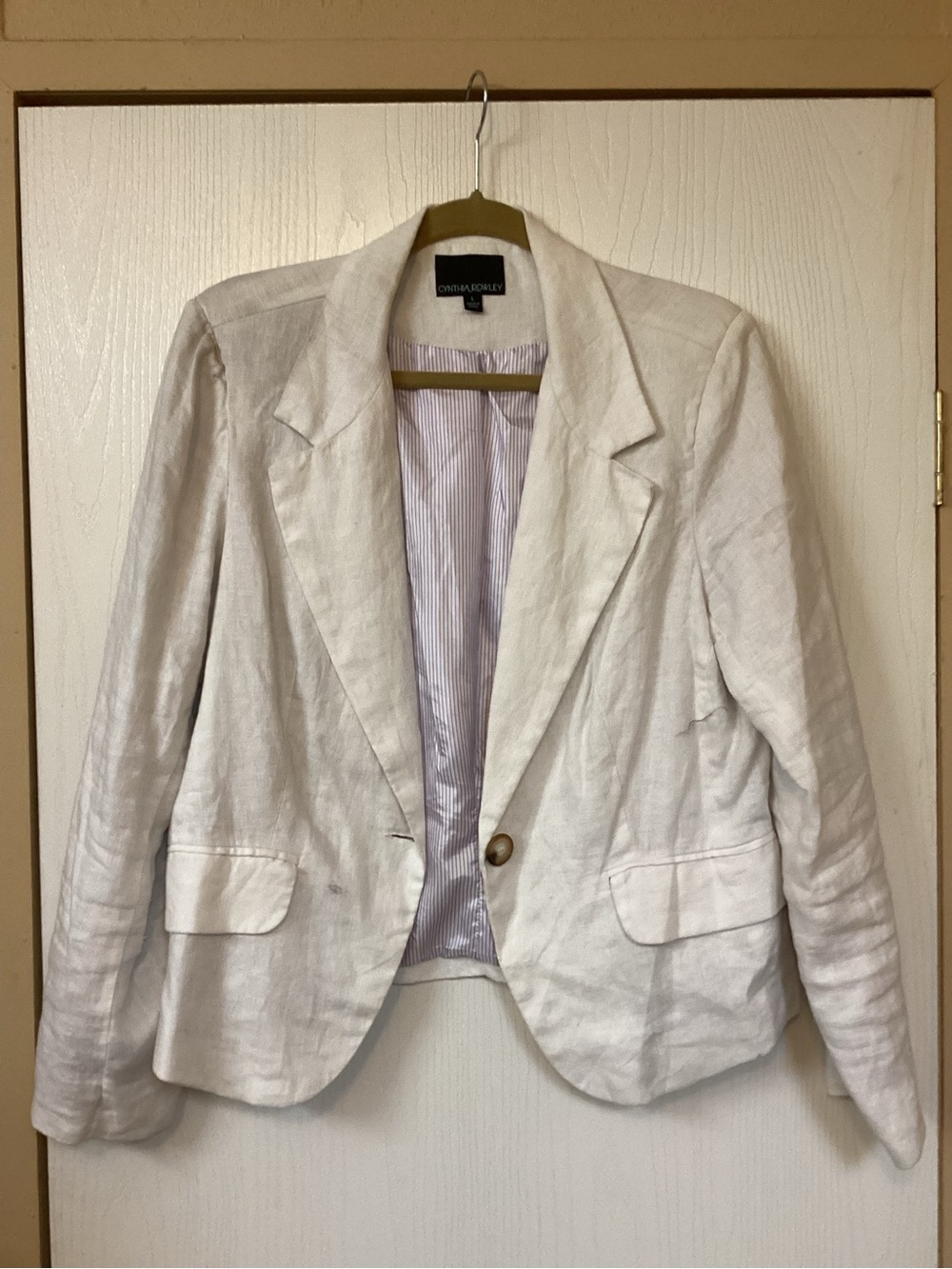 Cynthia Rowley White Linen Blend Women's Blazer